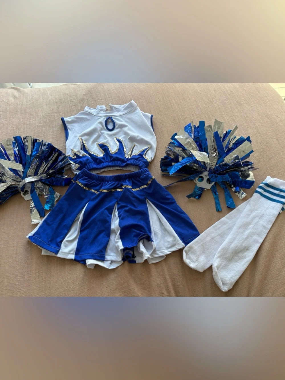 Blue and White Cheerleader Costume Set for Kids